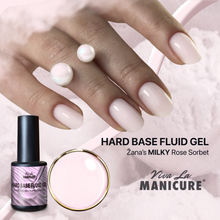 Load image into Gallery viewer, Hard BASE Fluid Gel Žana’s MILKY Rose Sorbet. Low heat formula. 10ml BIAB & 15ml in a Jar